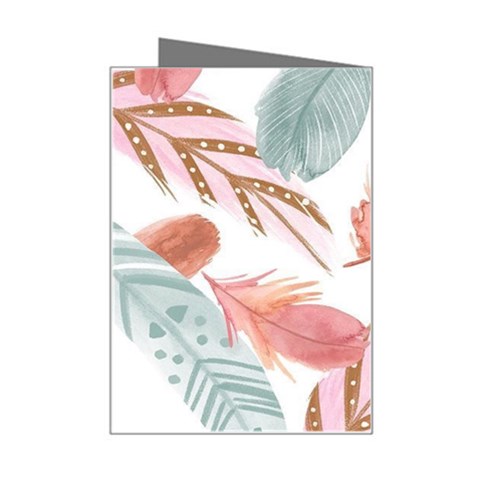 Feathers, Boho, Cute, Feather, Pastel Mini Greeting Card from ArtsNow.com Right