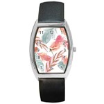 Feathers, Boho, Cute, Feather, Pastel Barrel Style Metal Watch