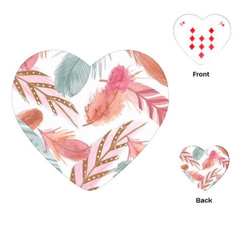 Feathers, Boho, Cute, Feather, Pastel Playing Cards Single Design (Heart) from ArtsNow.com Front