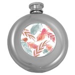 Feathers, Boho, Cute, Feather, Pastel Round Hip Flask (5 oz)