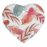 Feathers, Boho, Cute, Feather, Pastel Heart Ornament (Two Sides)