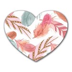 Feathers, Boho, Cute, Feather, Pastel Heart Mousepad