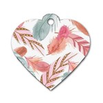 Feathers, Boho, Cute, Feather, Pastel Dog Tag Heart (One Side)