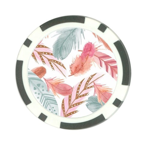 Feathers, Boho, Cute, Feather, Pastel Poker Chip Card Guard from ArtsNow.com Back