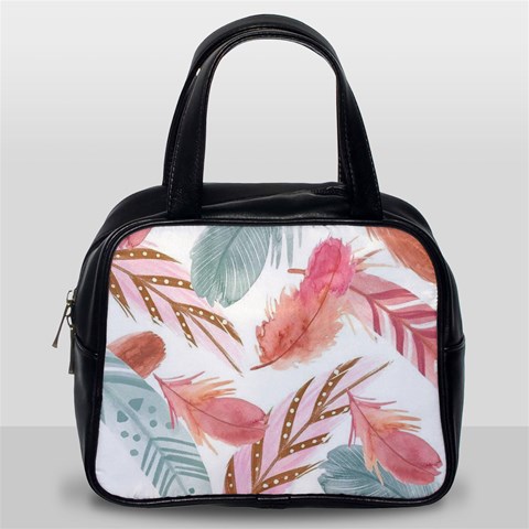 Feathers, Boho, Cute, Feather, Pastel Classic Handbag (Two Sides) from ArtsNow.com Back