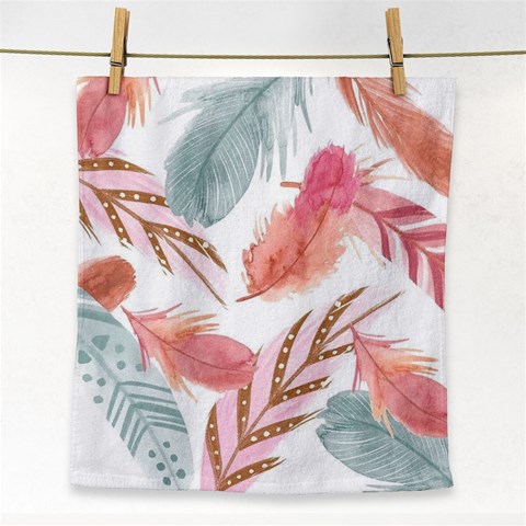 Feathers, Boho, Cute, Feather, Pastel Face Towel from ArtsNow.com Front