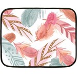 Feathers, Boho, Cute, Feather, Pastel Two Sides Fleece Blanket (Mini)