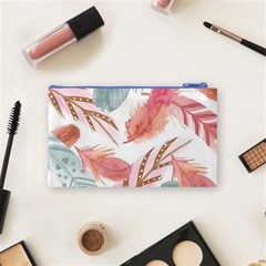 Feathers, Boho, Cute, Feather, Pastel Cosmetic Bag (Small) from ArtsNow.com Back