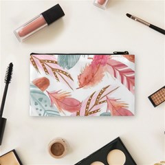 Feathers, Boho, Cute, Feather, Pastel Cosmetic Bag (Small) from ArtsNow.com Back