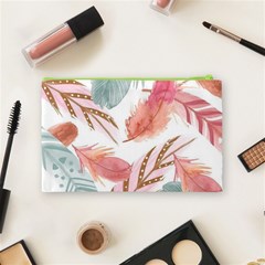 Feathers, Boho, Cute, Feather, Pastel Cosmetic Bag (Medium) from ArtsNow.com Back