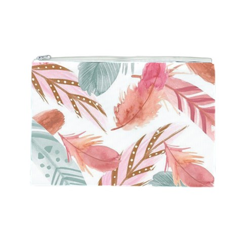 Feathers, Boho, Cute, Feather, Pastel Cosmetic Bag (Large) from ArtsNow.com Front