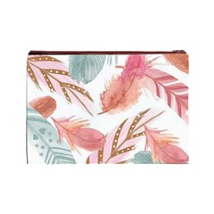 Feathers, Boho, Cute, Feather, Pastel Cosmetic Bag (Large) from ArtsNow.com Back