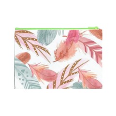 Feathers, Boho, Cute, Feather, Pastel Cosmetic Bag (Large) from ArtsNow.com Back