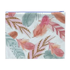 Feathers, Boho, Cute, Feather, Pastel Cosmetic Bag (XL) from ArtsNow.com Back