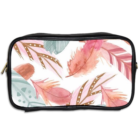 Feathers, Boho, Cute, Feather, Pastel Toiletries Bag (Two Sides) from ArtsNow.com Back