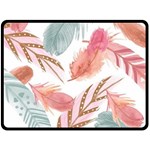 Feathers, Boho, Cute, Feather, Pastel Fleece Blanket (Large)