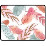 Feathers, Boho, Cute, Feather, Pastel Fleece Blanket (Medium)