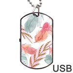 Feathers, Boho, Cute, Feather, Pastel Dog Tag USB Flash (Two Sides)