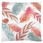 Feathers, Boho, Cute, Feather, Pastel Large Cushion Case (One Side)