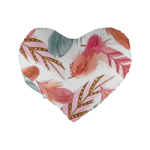 Feathers, Boho, Cute, Feather, Pastel Standard 16  Premium Heart Shape Cushions from ArtsNow.com Back