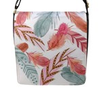 Feathers, Boho, Cute, Feather, Pastel Flap Closure Messenger Bag (L)