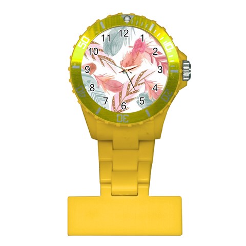 Feathers, Boho, Cute, Feather, Pastel Plastic Nurses Watch from ArtsNow.com Front