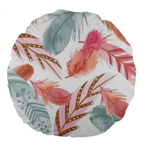 Feathers, Boho, Cute, Feather, Pastel Large 18  Premium Flano Round Cushions from ArtsNow.com Front