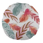 Feathers, Boho, Cute, Feather, Pastel Large 18  Premium Flano Round Cushions