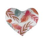 Feathers, Boho, Cute, Feather, Pastel Standard 16  Premium Flano Heart Shape Cushions