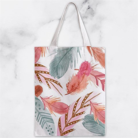 Feathers, Boho, Cute, Feather, Pastel Zipper Classic Tote Bag from ArtsNow.com Back