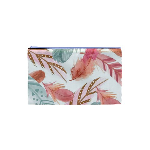 Feathers, Boho, Cute, Feather, Pastel Cosmetic Bag (XS) from ArtsNow.com Front