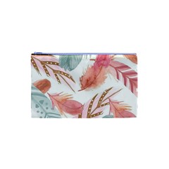 Feathers, Boho, Cute, Feather, Pastel Cosmetic Bag (XS) from ArtsNow.com Front