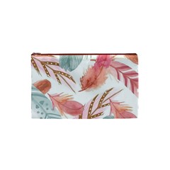 Feathers, Boho, Cute, Feather, Pastel Cosmetic Bag (XS) from ArtsNow.com Front