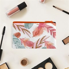 Feathers, Boho, Cute, Feather, Pastel Cosmetic Bag (XS) from ArtsNow.com Back