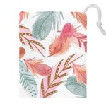 Feathers, Boho, Cute, Feather, Pastel Drawstring Pouch (4XL)