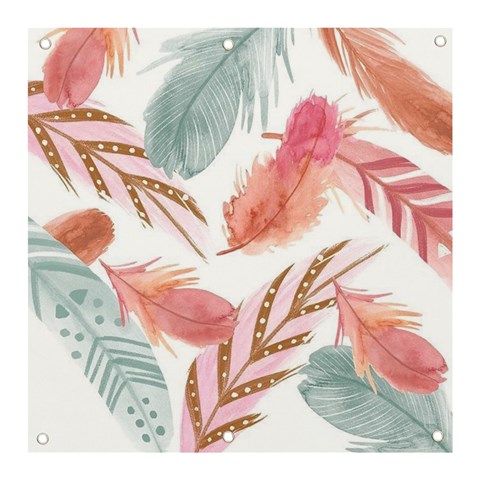 Feathers, Boho, Cute, Feather, Pastel Banner and Sign 3  x 3  from ArtsNow.com Front