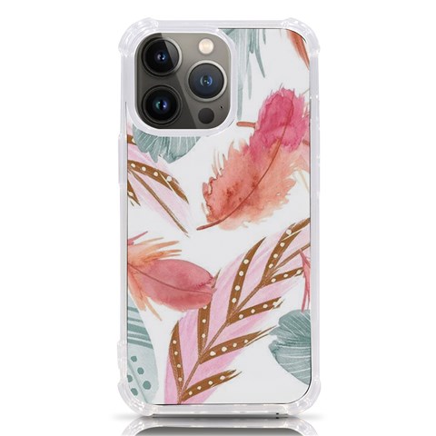 Feathers, Boho, Cute, Feather, Pastel iPhone 13 Pro TPU UV Print Case from ArtsNow.com Front