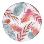 Feathers, Boho, Cute, Feather, Pastel Round Glass Fridge Magnet (4 pack)