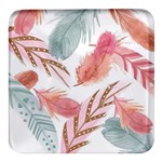 Feathers, Boho, Cute, Feather, Pastel Square Glass Fridge Magnet (4 pack)