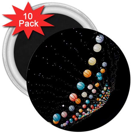 Ballons Night Party 3  Magnets (10 pack)  from ArtsNow.com Front