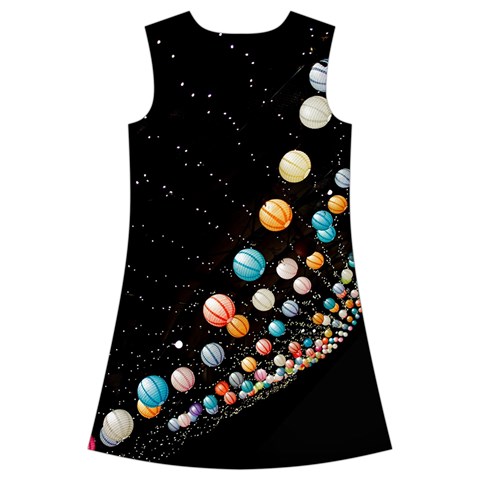 Ballons Night Party Kids  Short Sleeve Velvet Dress from ArtsNow.com Back