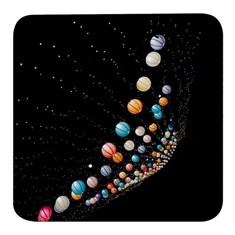 Ballons Night Party Square Glass Fridge Magnet (4 pack) from ArtsNow.com Front