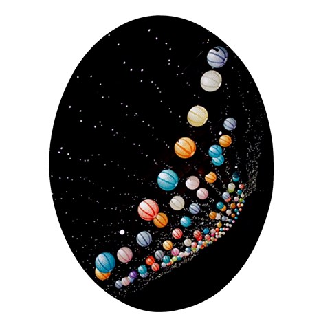 Ballons Night Party Oval Glass Fridge Magnet (4 pack) from ArtsNow.com Front