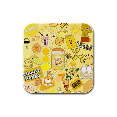 Marillo Pastel Zkt, Aesthetic, Stickers, Yellow Rubber Square Coaster (4 pack) from ArtsNow.com Front