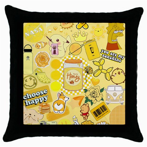 Marillo Pastel Zkt, Aesthetic, Stickers, Yellow Throw Pillow Case (Black) from ArtsNow.com Front