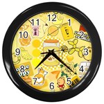 Marillo Pastel Zkt, Aesthetic, Stickers, Yellow Wall Clock (Black)