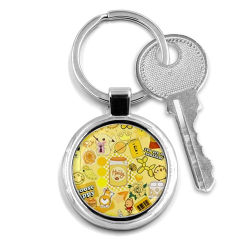 Marillo Pastel Zkt, Aesthetic, Stickers, Yellow Key Chain (Round) from ArtsNow.com Front