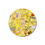 Marillo Pastel Zkt, Aesthetic, Stickers, Yellow Rubber Round Coaster (4 pack)