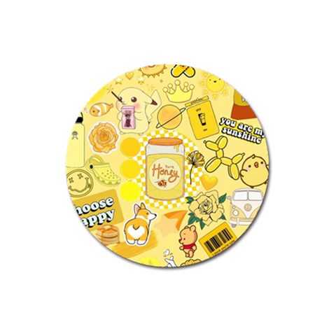 Marillo Pastel Zkt, Aesthetic, Stickers, Yellow Magnet 3  (Round) from ArtsNow.com Front