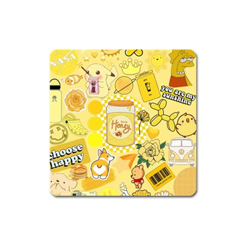 Marillo Pastel Zkt, Aesthetic, Stickers, Yellow Square Magnet from ArtsNow.com Front